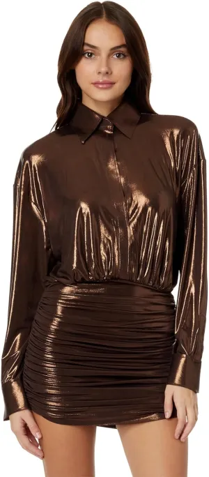 Norma Kamali Women's Oversized Bf Nk Shirt Shirred Bottom Mini Dress