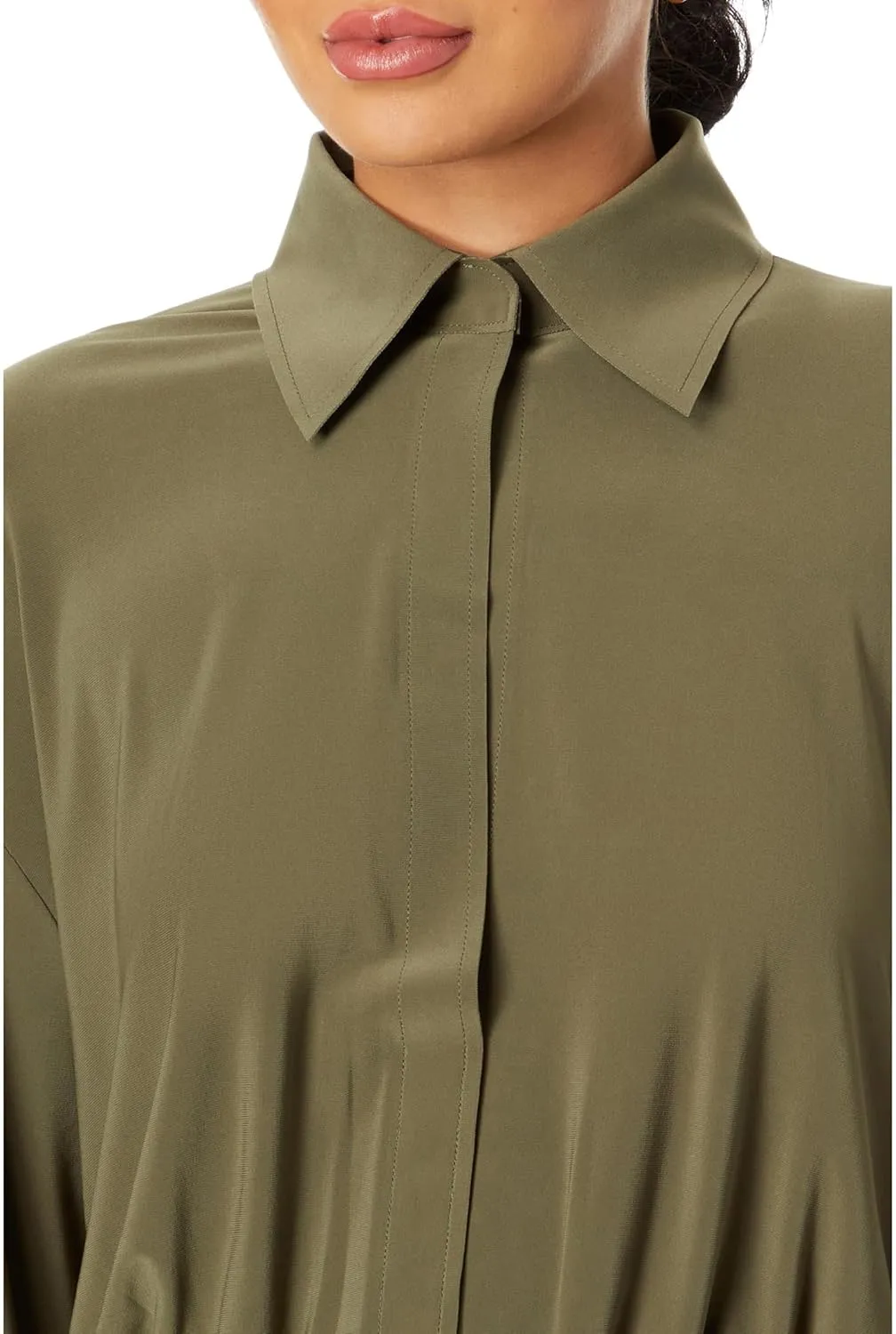 Norma Kamali Women's Oversized Boyfriend Nk Shirt Side Drape Gown