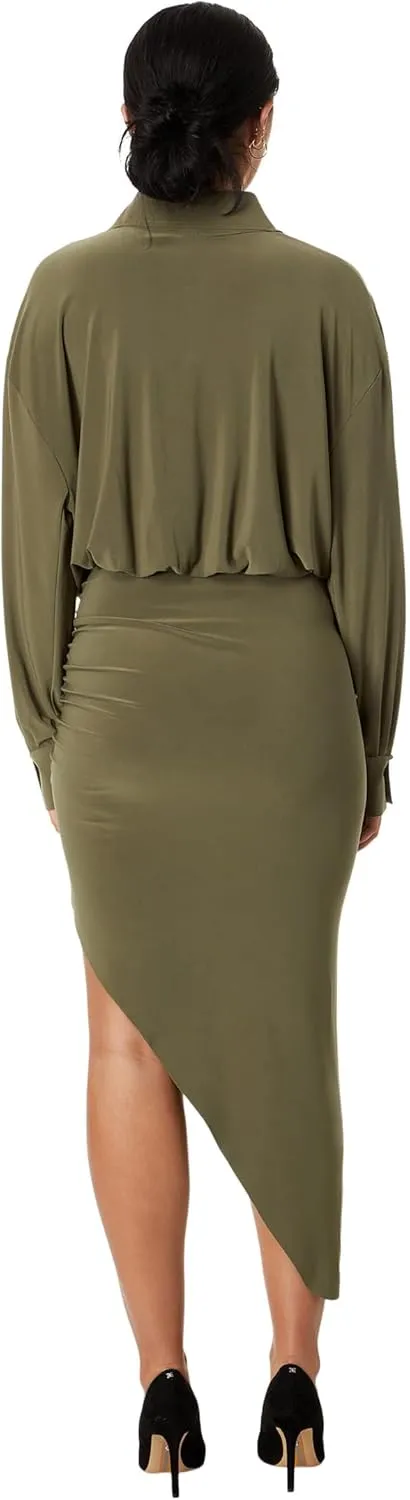 Norma Kamali Women's Oversized Boyfriend Nk Shirt Side Drape Gown