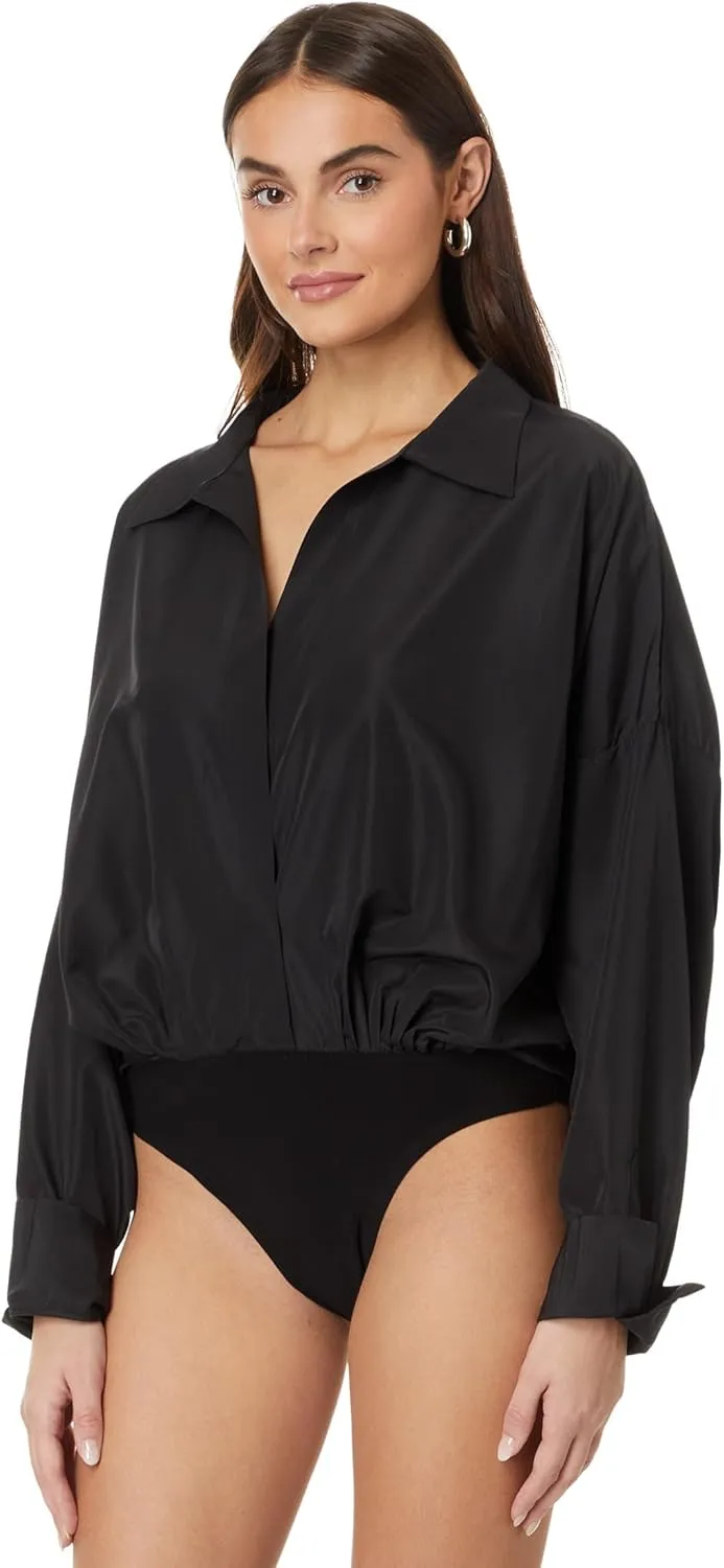 Norma Kamali womens Super Oversized Boyfriend Nk Shirt Bodysuit