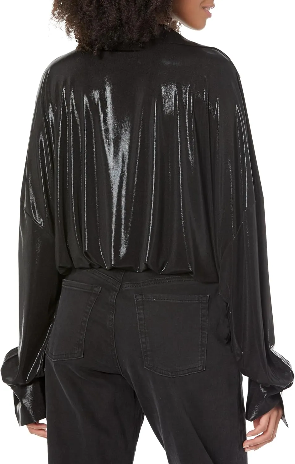 Norma Kamali womens Super Oversized Boyfriend Nk Shirt Bodysuit