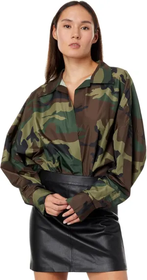 Norma Kamali Women's SUPER OVERSIZED BOYFRIEND NK SHIRT BODYSUIT