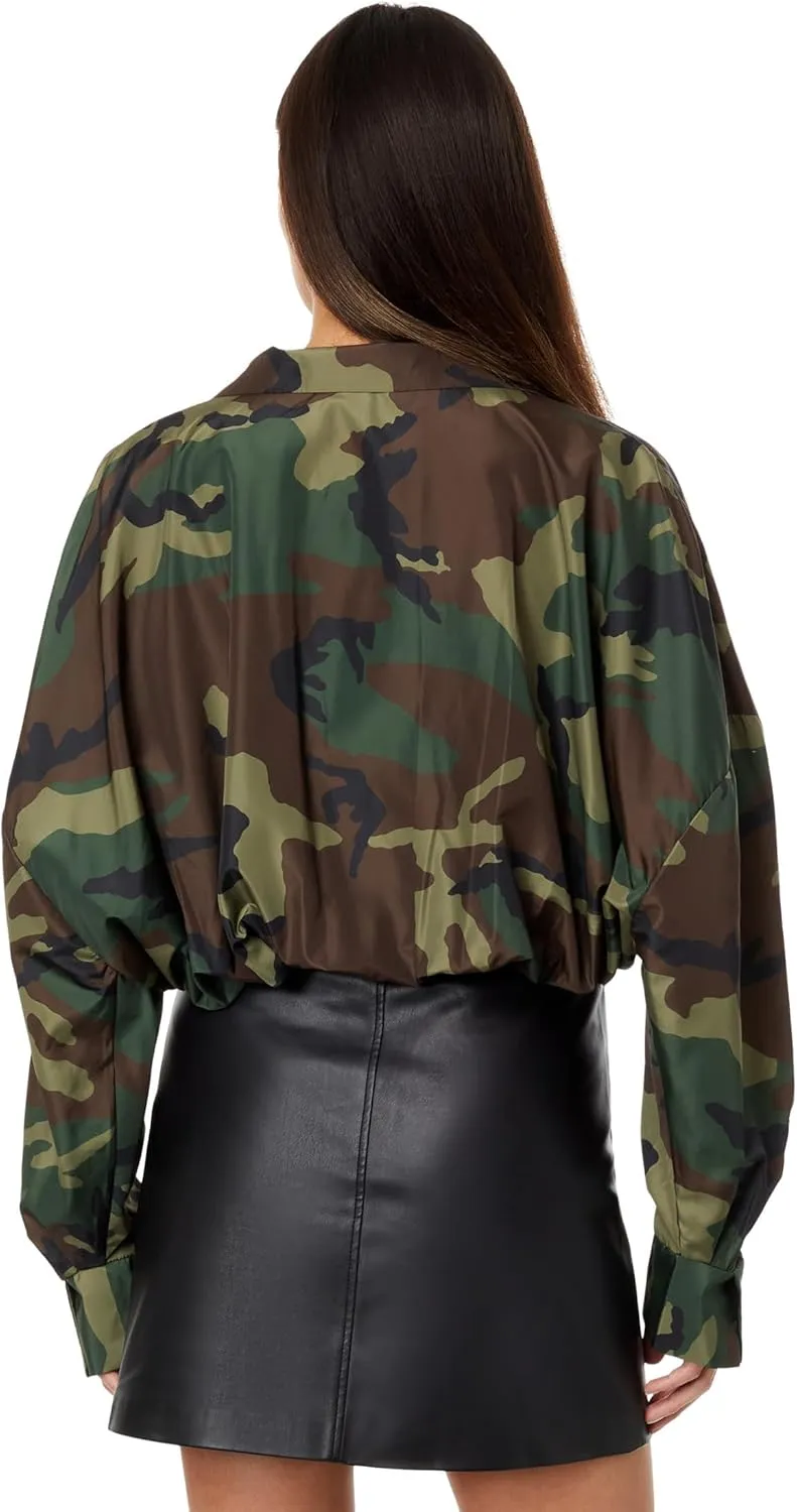 Norma Kamali Women's SUPER OVERSIZED BOYFRIEND NK SHIRT BODYSUIT