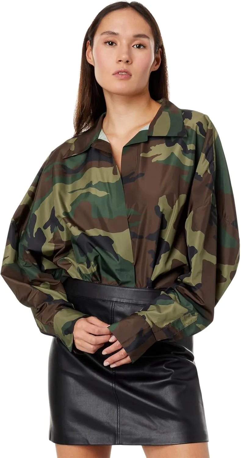 Norma Kamali Women's SUPER OVERSIZED BOYFRIEND NK SHIRT BODYSUIT