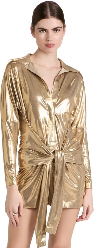 Norma Kamali Women's Ty Front Nk Shirt Mini Dress