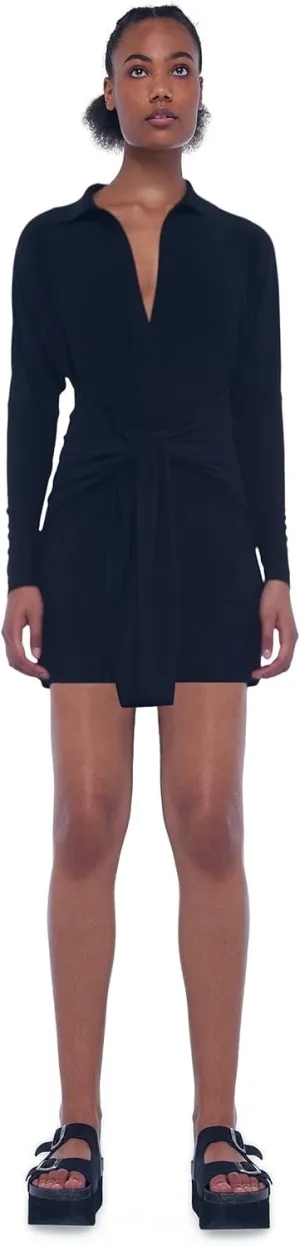 Norma Kamali Women's Ty Front Nk Shirt Mini Dress