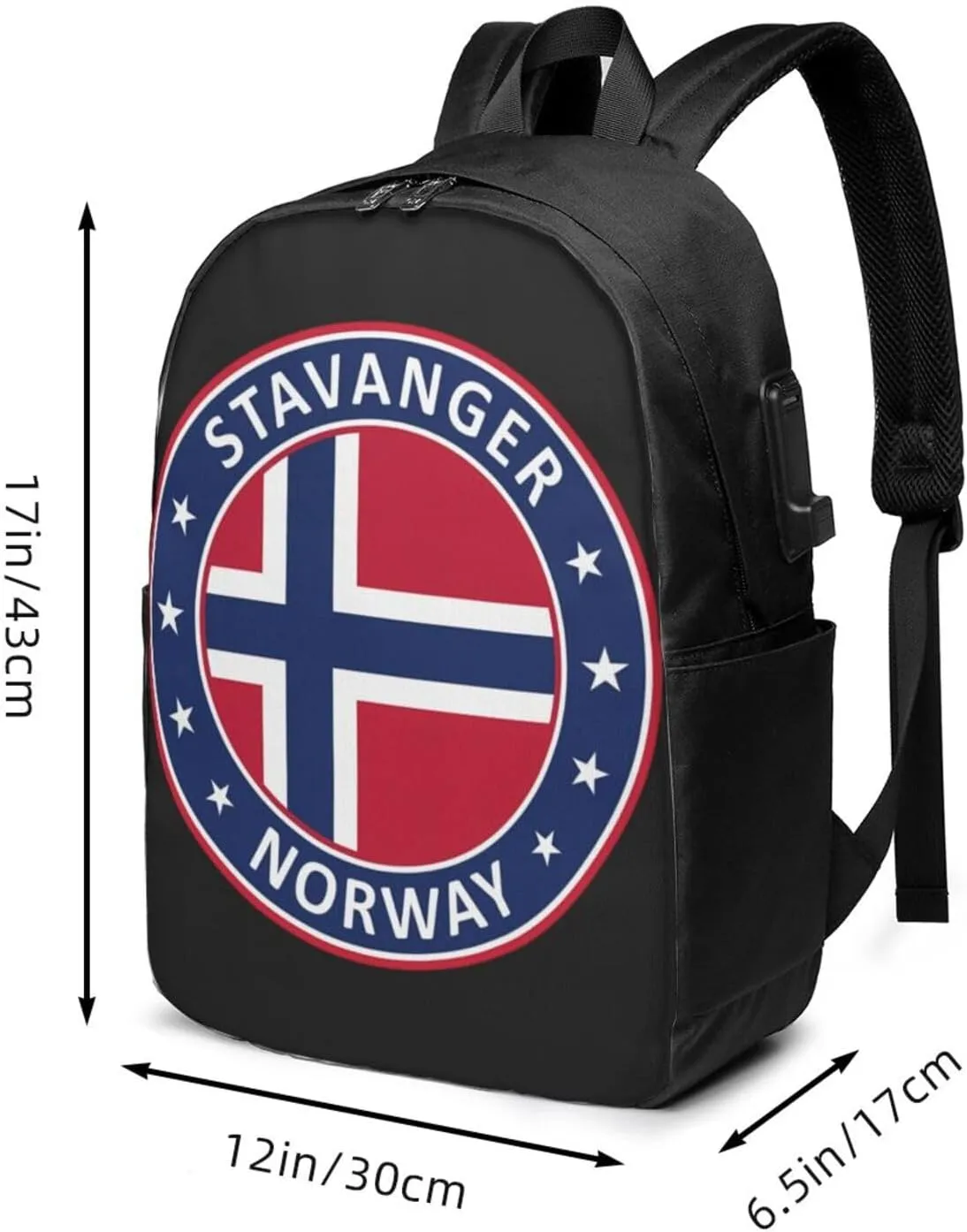 Norway Norwegian Flag Laptop Backpacks Travel Backpack Casual Business Daypack Sport Rucksack Computer Bag Fits up to 17 Inch Notebook with USB Port