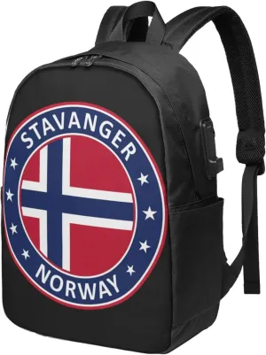 Norway Norwegian Flag Laptop Backpacks Travel Backpack Casual Business Daypack Sport Rucksack Computer Bag Fits up to 17 Inch Notebook with USB Port