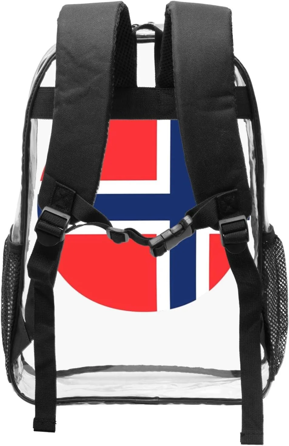 Norway Norwegian Flag Round 16 Inch Clear PVC Backpacks Transparent Backpack Multipurpose Double Shoulder Bag for Men Women Gifts