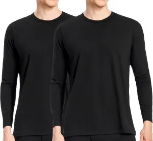 Nutria Mens Thermal Underwear Crew Top 2 Packs Fleece Lined Thermal Shirts for Men Undershirt Long Sleeves Lightweight U07A