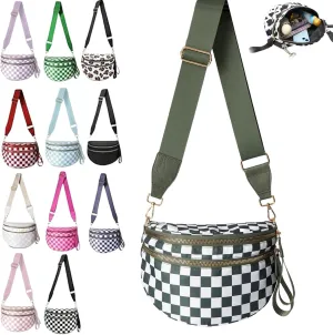 Nuvore Crossbody Bag, Comfort Checkered Bum Bags, Spacious Trendy & Functional Bum bag, Women Lightweight Messenger bag