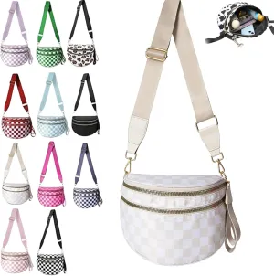Nuvore Crossbody Bag, Comfort Checkered Bum Bags, Spacious Trendy & Functional Bum bag, Women Lightweight Messenger bag