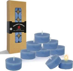 Ocean Sea Salt Scented Tealight Candles, Blue Scent Tea Lights Candles Clear Cup, 24 Pack Colored Tealights Candle, 6 Hour Burn Time Tea Candles for Party, Decor, Spa, Shabbat