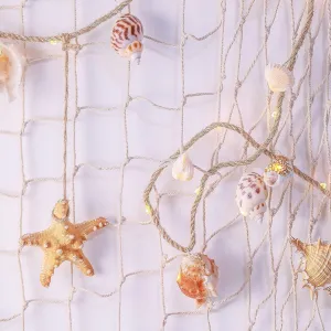 Ocean Themed Conch Seashell Lights for Beach Decor 7.2ft 39 LEDs Battery Operated Coastal Garland Lamp with Sea Shells for Decorating Beachy Room Decor Aesthetic Beach Themed Room Decorations