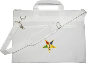 OES White Fez Hat with Case & Gold Tassel – Embroidered OES Rhinestones with Star Emblem, 100% Wool Felt