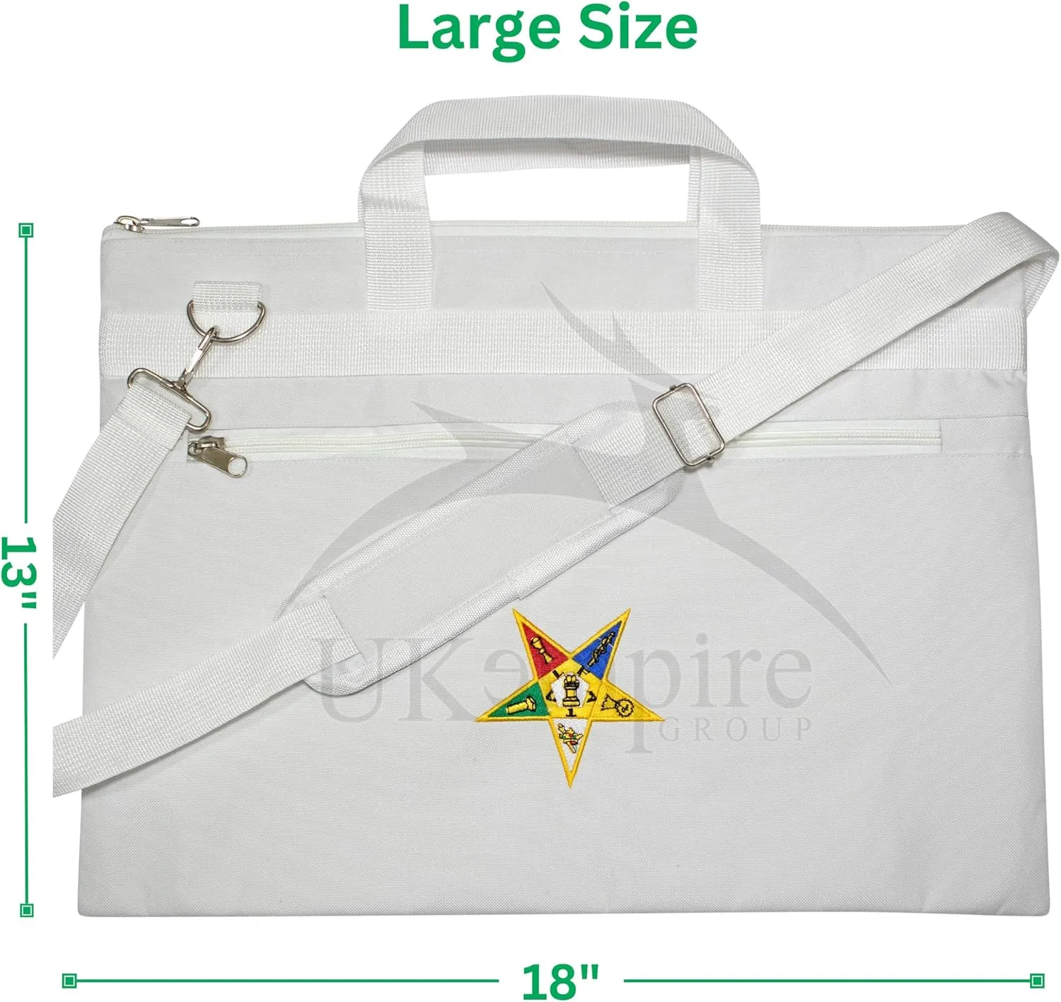 OES White Fez Hat with Case & Gold Tassel – Embroidered OES Rhinestones with Star Emblem, 100% Wool Felt