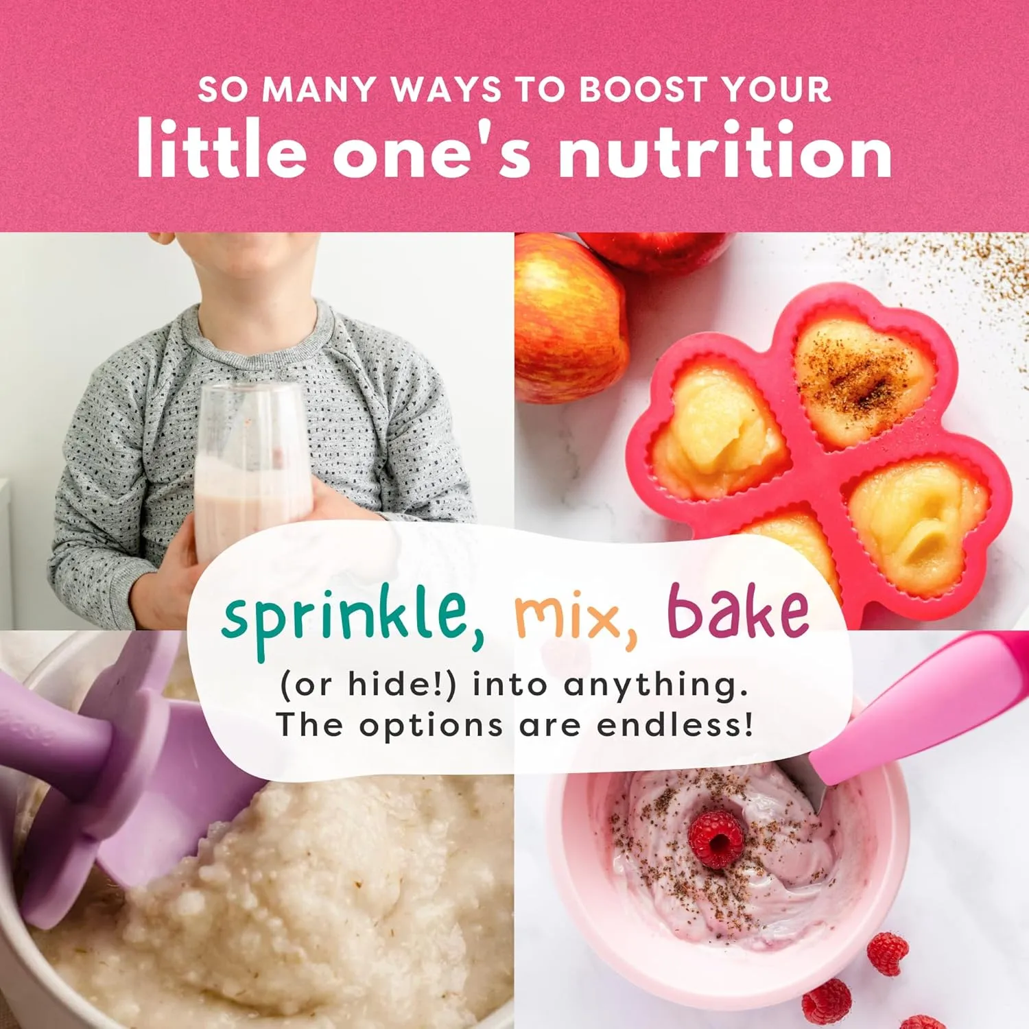 Organic Milled Chia & Flax Seed Digestion Blend with Vitamin D   PROBIOTICS Prebiotic Fiber Superseeds for 6M  Babies Toddlers & Kids for Digestive Support (Apple & Cinnamon, 7oz x 1 Pack)