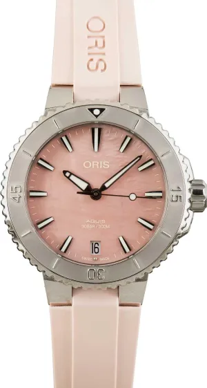 Oris Aquis Date Pink Mother of Pearl Dial Women's Watch - Model Number: 01 733 7770 4158-07 4 18 66FC