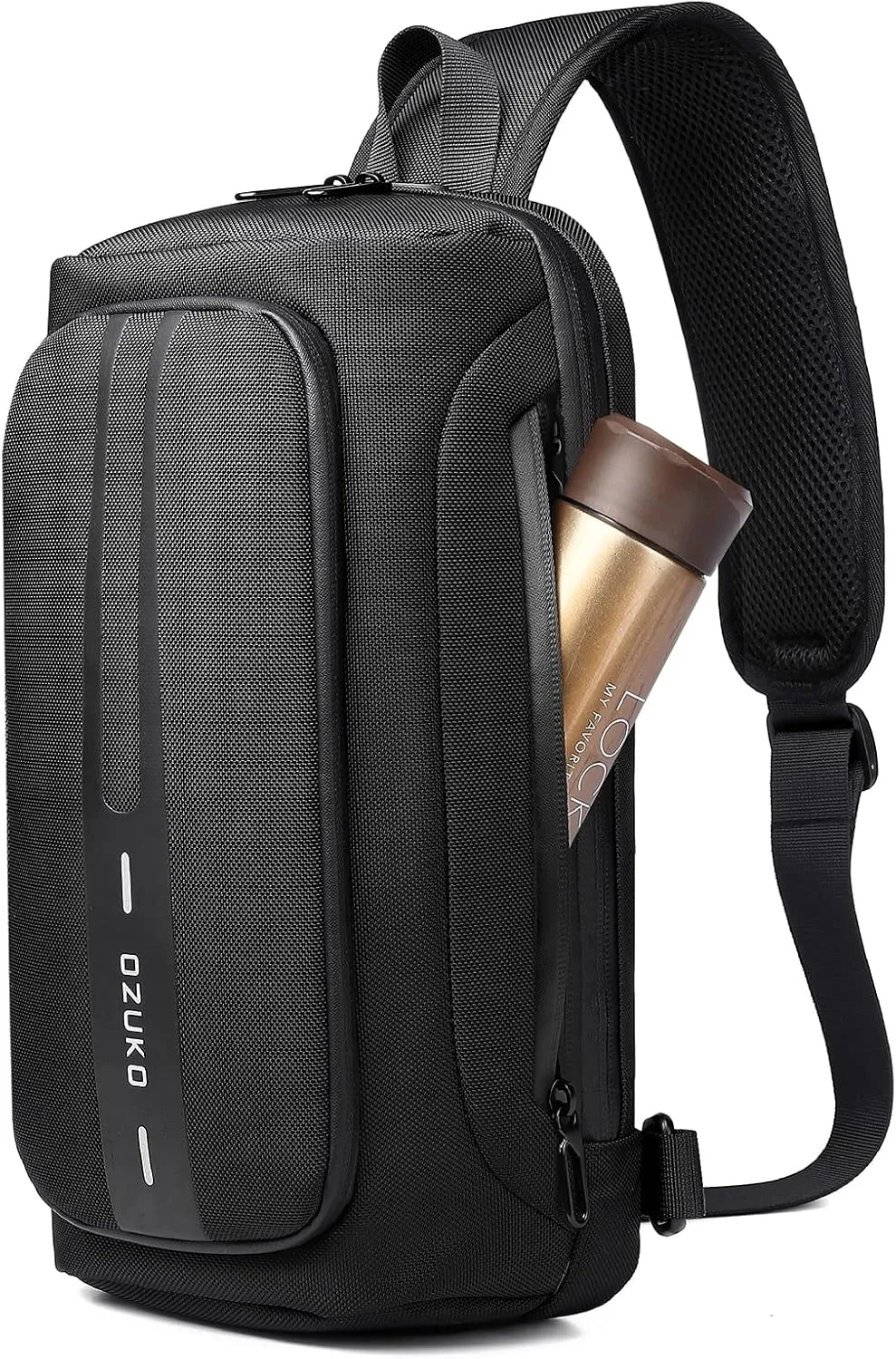 OZUKO Anti Theft Crossbody Sling Bag, Large Waterproof Shoulder Chest Bag Backpack with USB Charging Lightweight Casual Backpacks (Black)