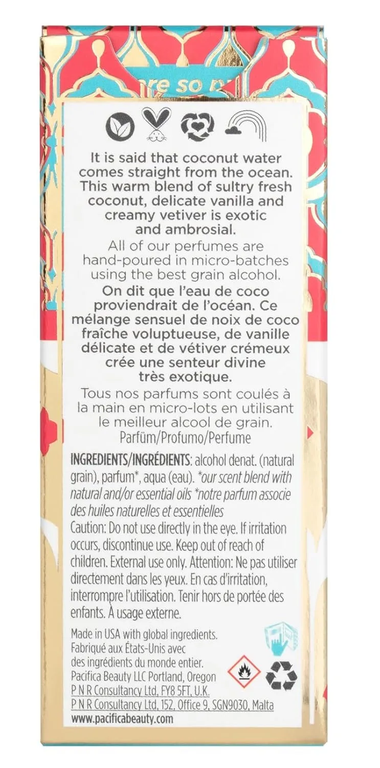 Pacifica Indian Coconut Nectar Perfume Spray – Tropical Vanilla & Coconut Fragrance, Layerable Beachy Perfume for Women, Clean, Non-Toxic, Vegan & Cruelty-Free Formula, All-Day Long Lasting