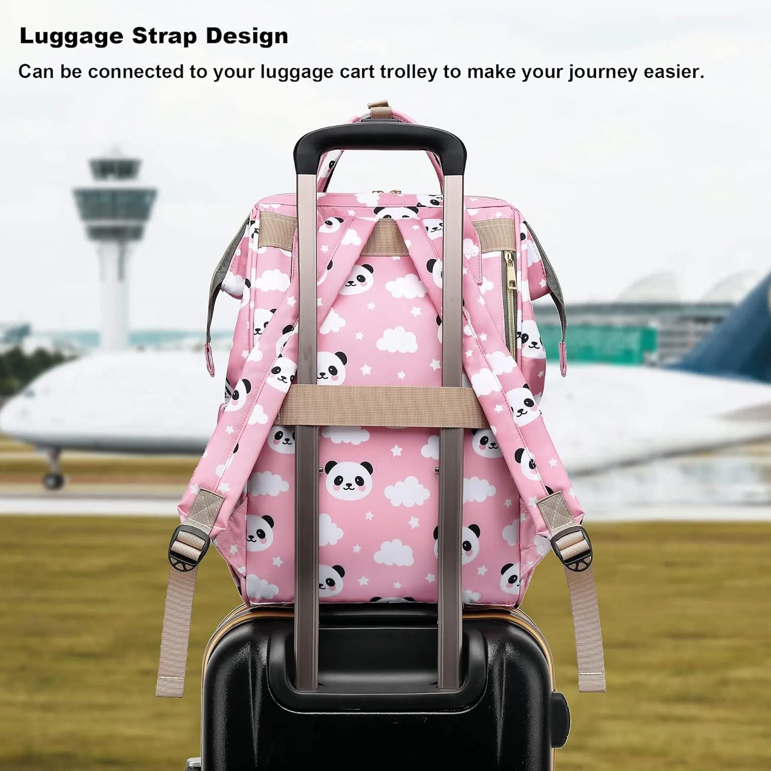 Panda Laptop Backpack for Womens Girls, College Backpacks School Bag Bookbag 15.6 Inch Computer Backpack (Pink)