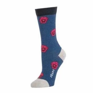 Pansy Stripe Crew Sock in Indigo