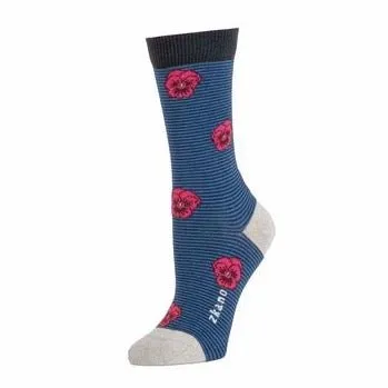 Pansy Stripe Crew Sock in Indigo