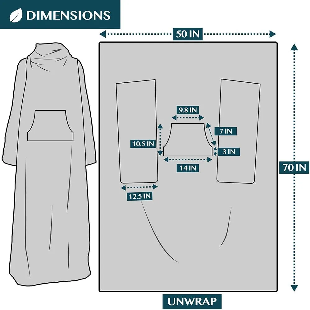 PAVILIA Blanket with Sleeves for Adult Women Men, Soft Warm Wearable Blanket Fleece Wrap Throw, Robe Blanket Gift