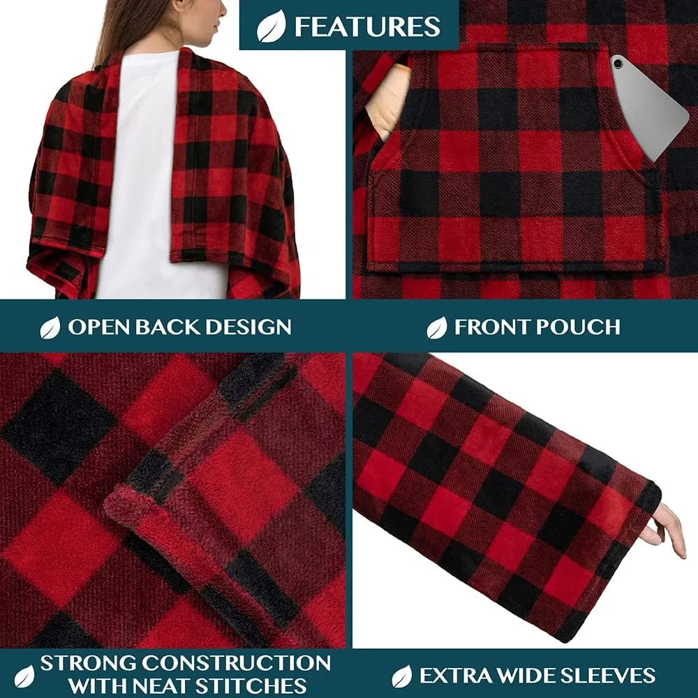 PAVILIA Blanket with Sleeves for Adult Women Men, Soft Warm Wearable Blanket Fleece Wrap Throw, Robe Blanket Gift