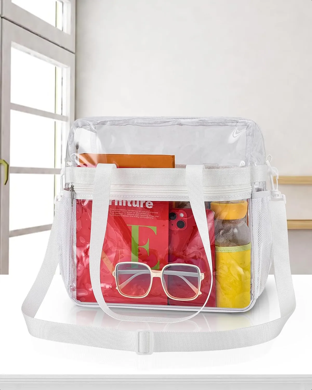 Paxiland Clear Bag for Stadium Events 12x6x12, Clear Tote Bag with Reinforced Strap, Transparent Bag for Sports Concert