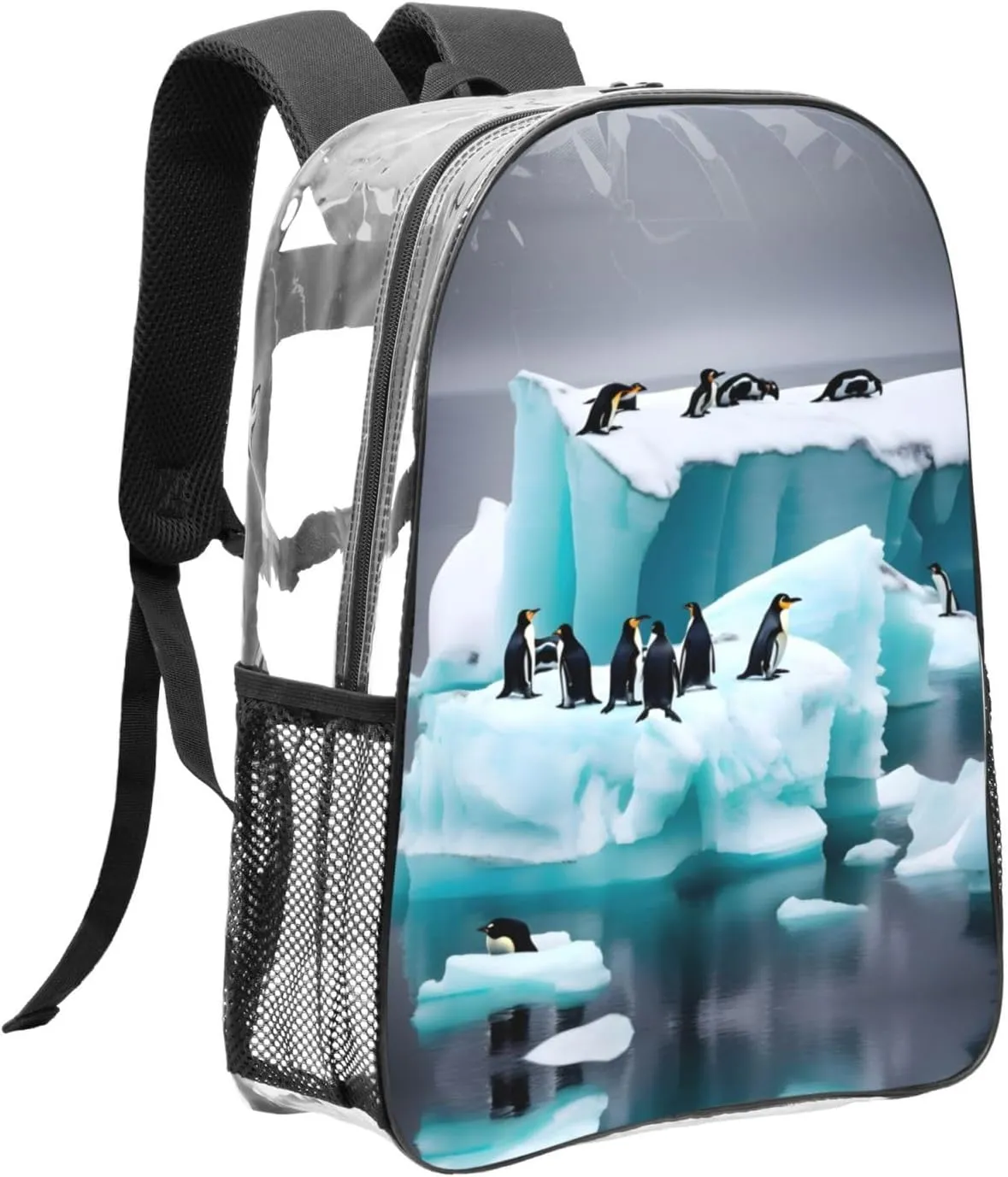 Penguins On The Iceberg Clear Backpack,High Capacity Clear Bag For Travel,Work,Festival, Concerts Women Men Unisex