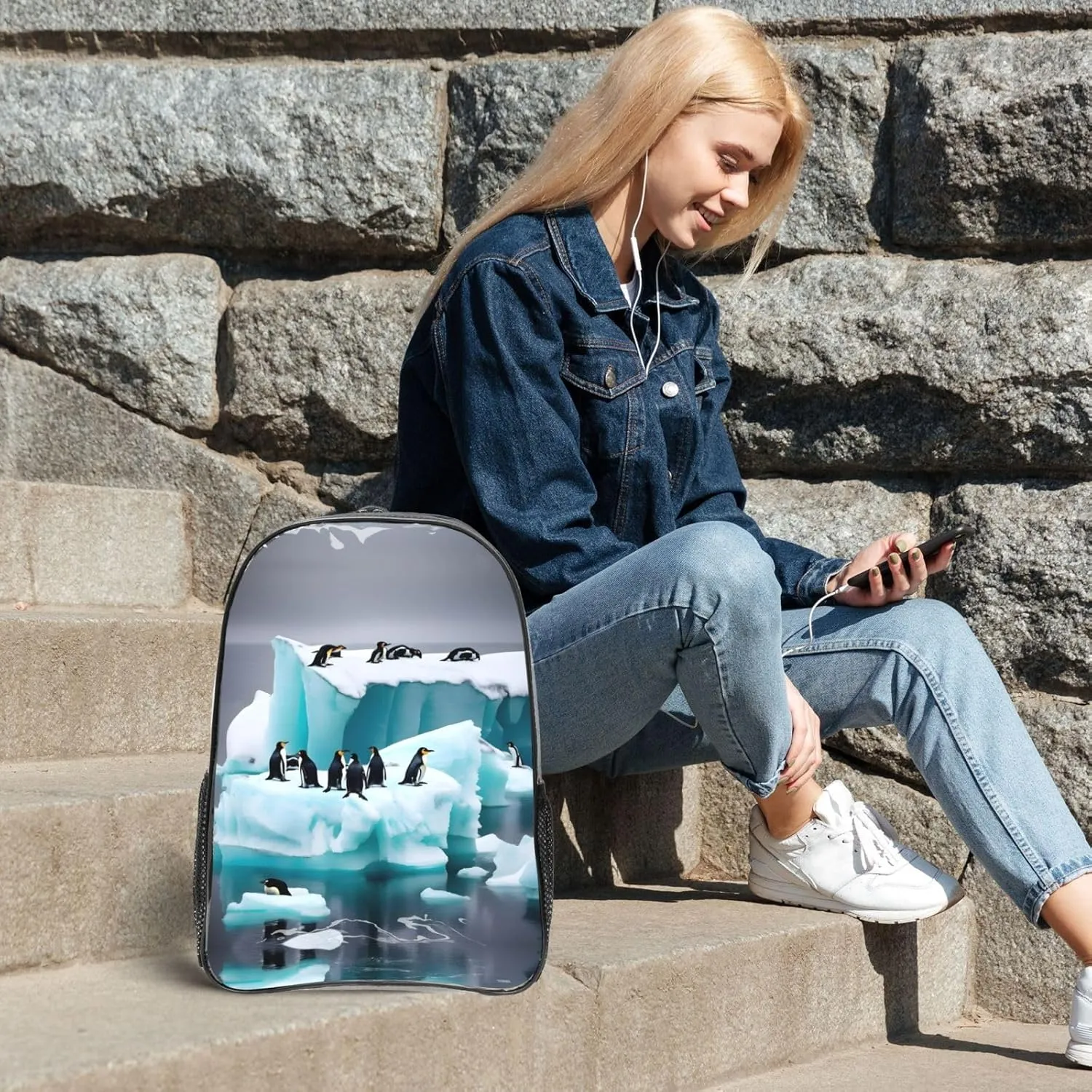 Penguins On The Iceberg Clear Backpack,High Capacity Clear Bag For Travel,Work,Festival, Concerts Women Men Unisex