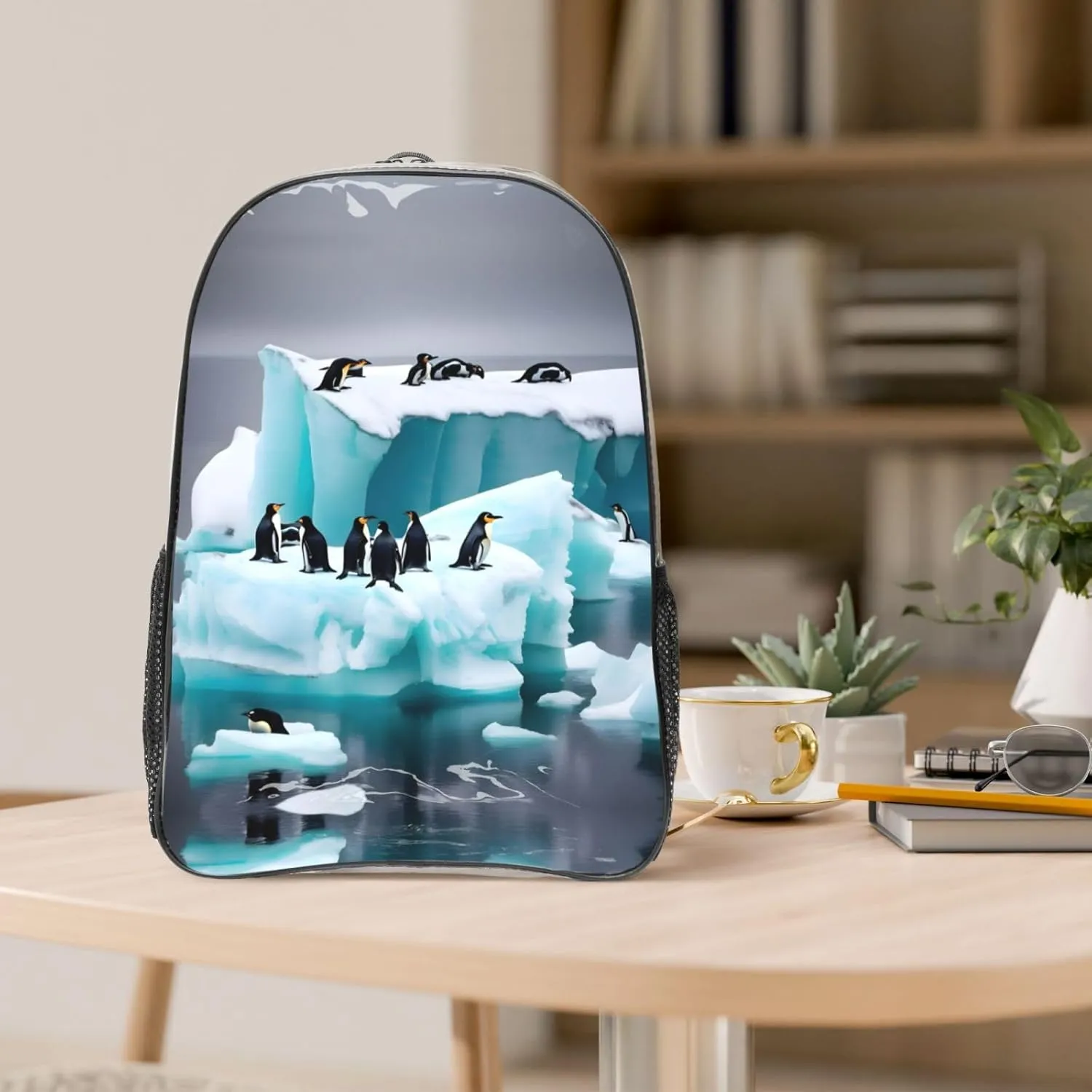 Penguins On The Iceberg Clear Backpack,High Capacity Clear Bag For Travel,Work,Festival, Concerts Women Men Unisex