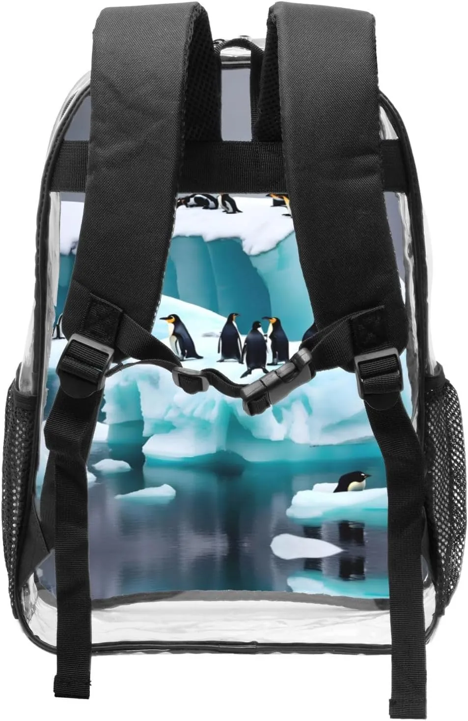 Penguins On The Iceberg Clear Backpack,High Capacity Clear Bag For Travel,Work,Festival, Concerts Women Men Unisex