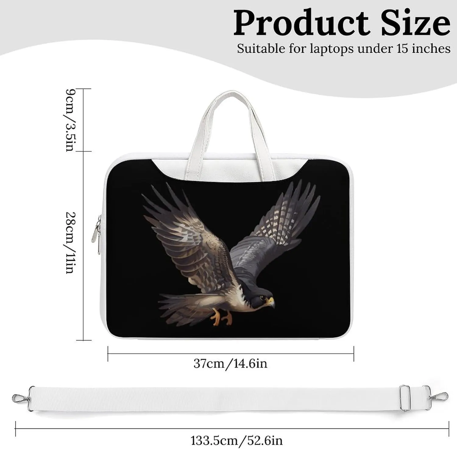 Peregrine Falcon Flying Laptop Sleeve Bag Protective Case Handbag With Shoulder Strap for Computer 10-17 Inch
