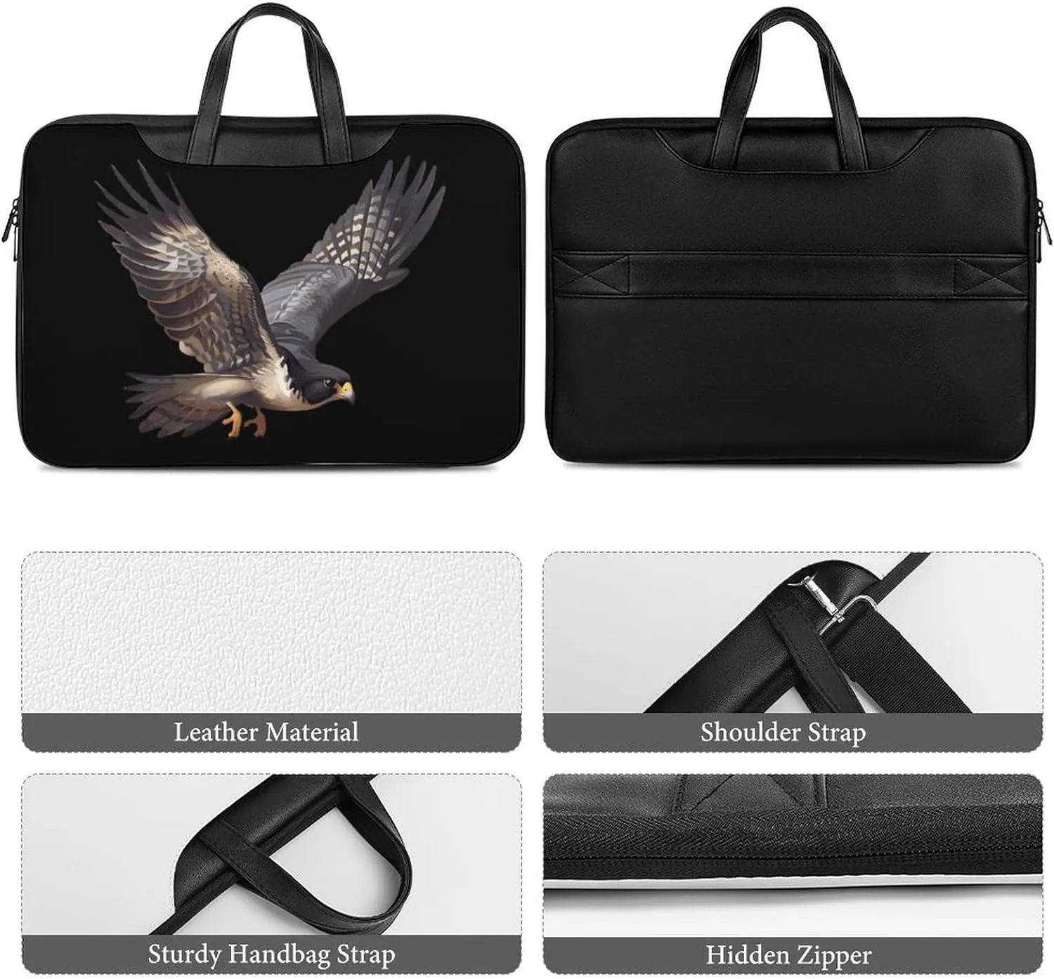 Peregrine Falcon Flying Laptop Sleeve Bag Protective Case Handbag With Shoulder Strap for Computer 10-17 Inch