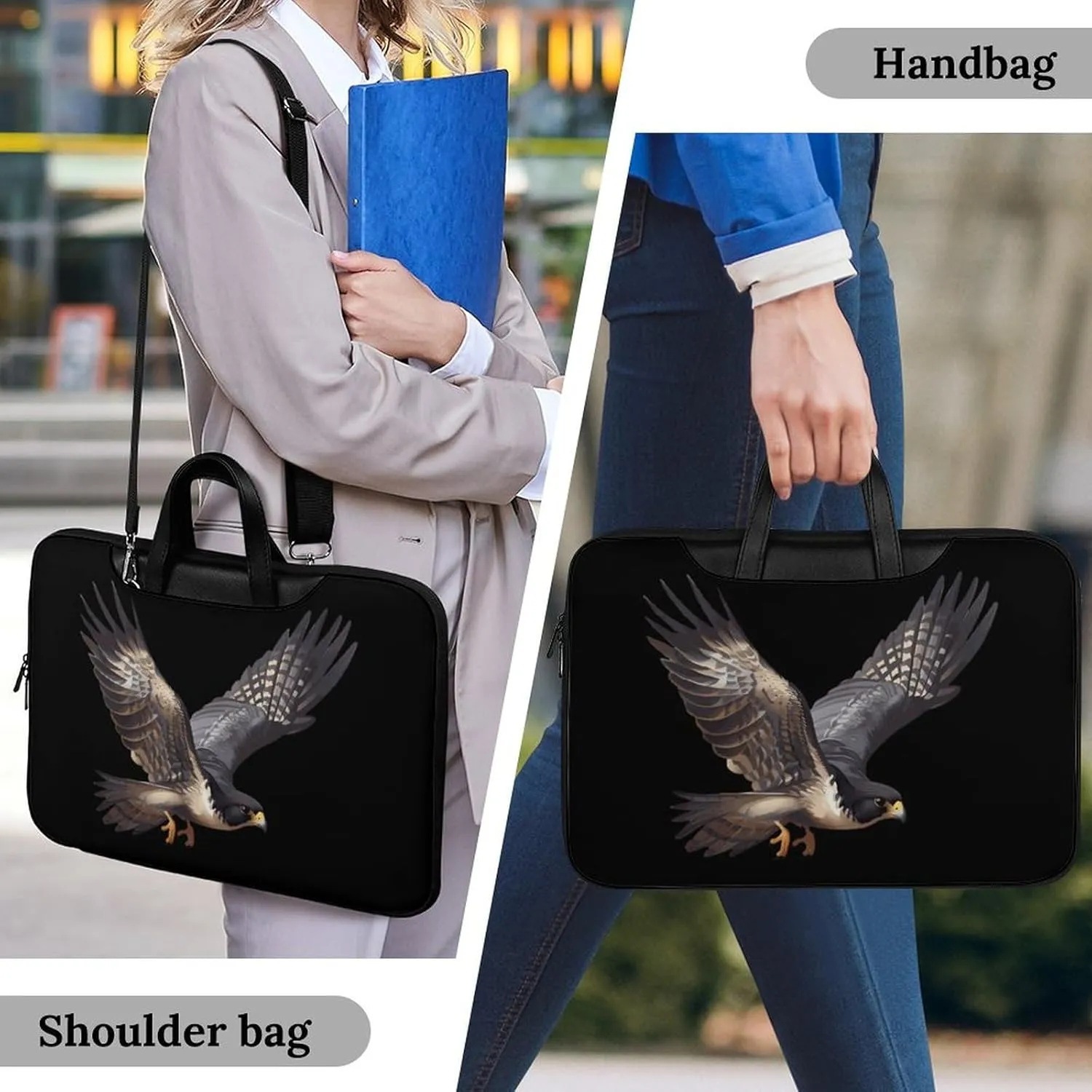 Peregrine Falcon Flying Laptop Sleeve Bag Protective Case Handbag With Shoulder Strap for Computer 10-17 Inch