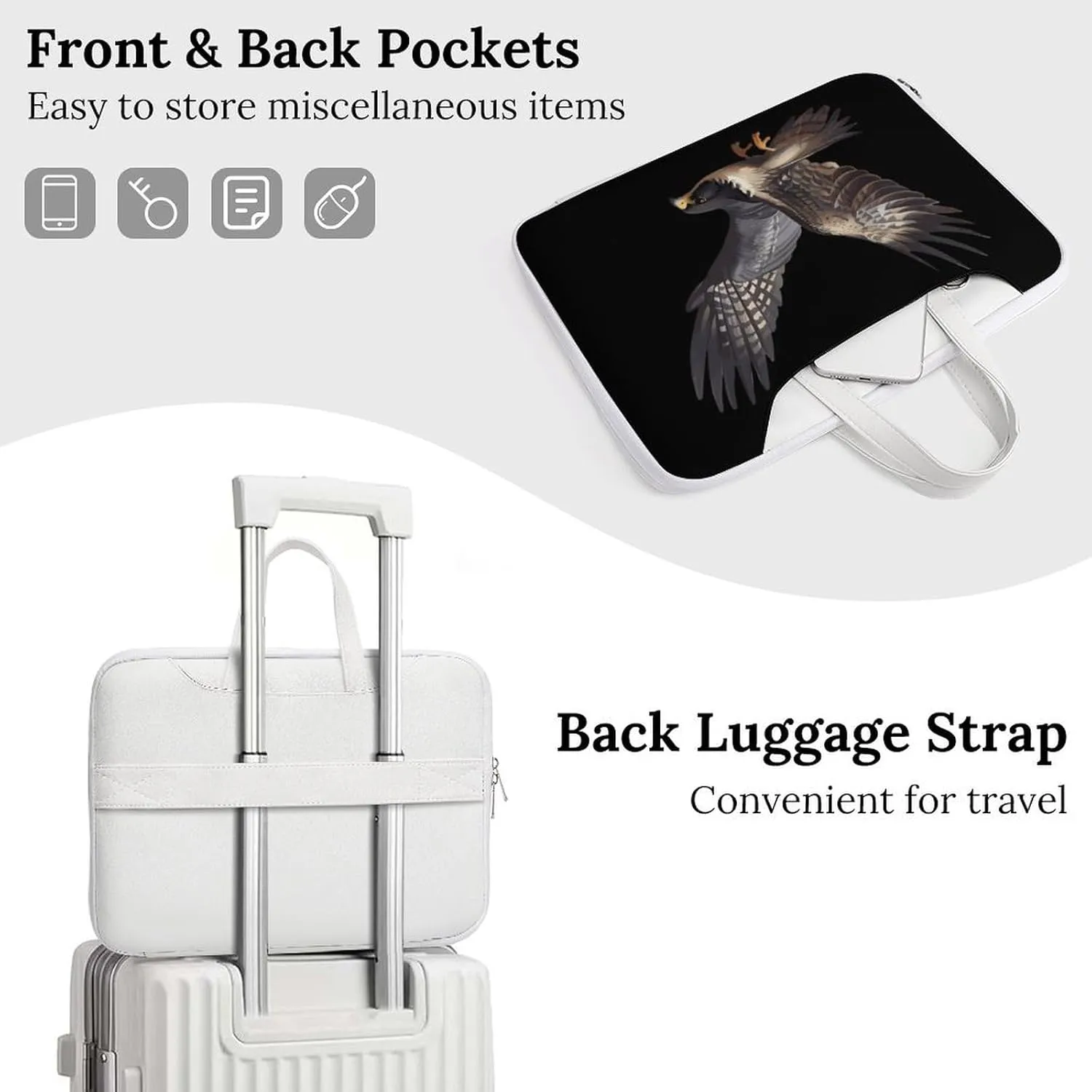 Peregrine Falcon Flying Laptop Sleeve Bag Protective Case Handbag With Shoulder Strap for Computer 10-17 Inch