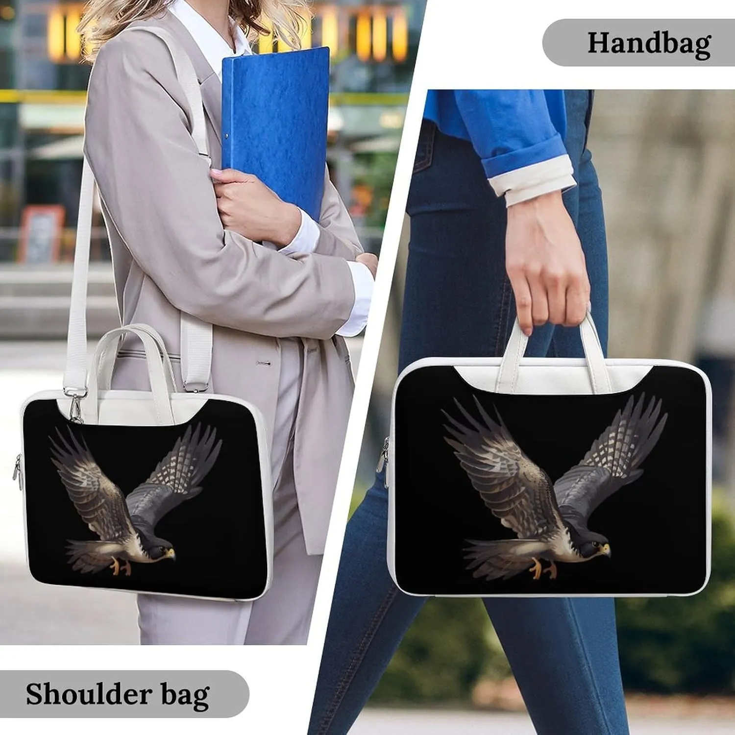 Peregrine Falcon Flying Laptop Sleeve Bag Protective Case Handbag With Shoulder Strap for Computer 10-17 Inch