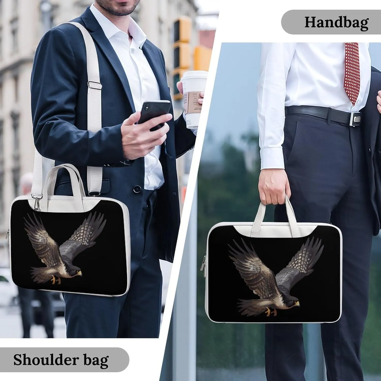 Peregrine Falcon Flying Laptop Sleeve Bag Protective Case Handbag With Shoulder Strap for Computer 10-17 Inch