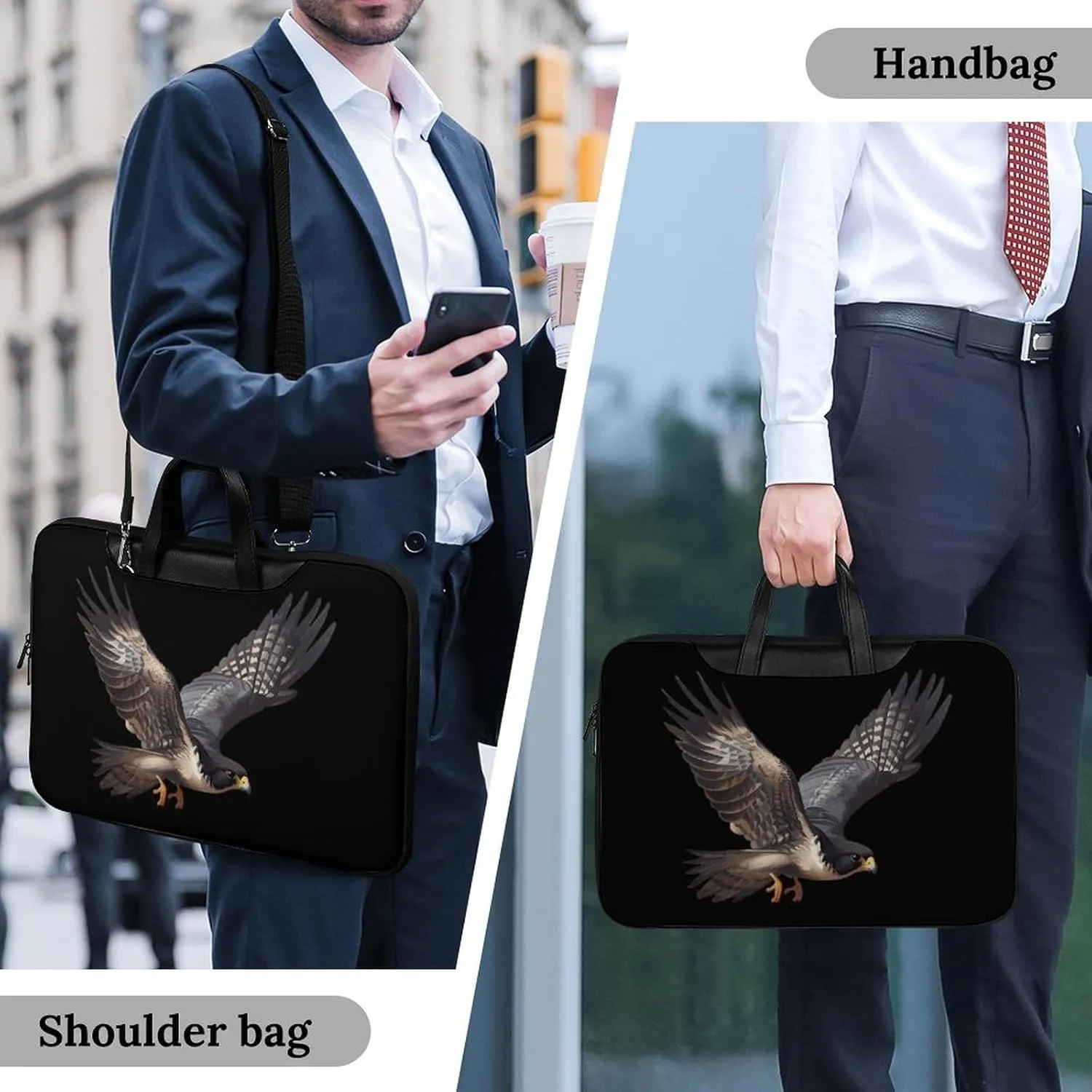 Peregrine Falcon Flying Laptop Sleeve Bag Protective Case Handbag With Shoulder Strap for Computer 10-17 Inch