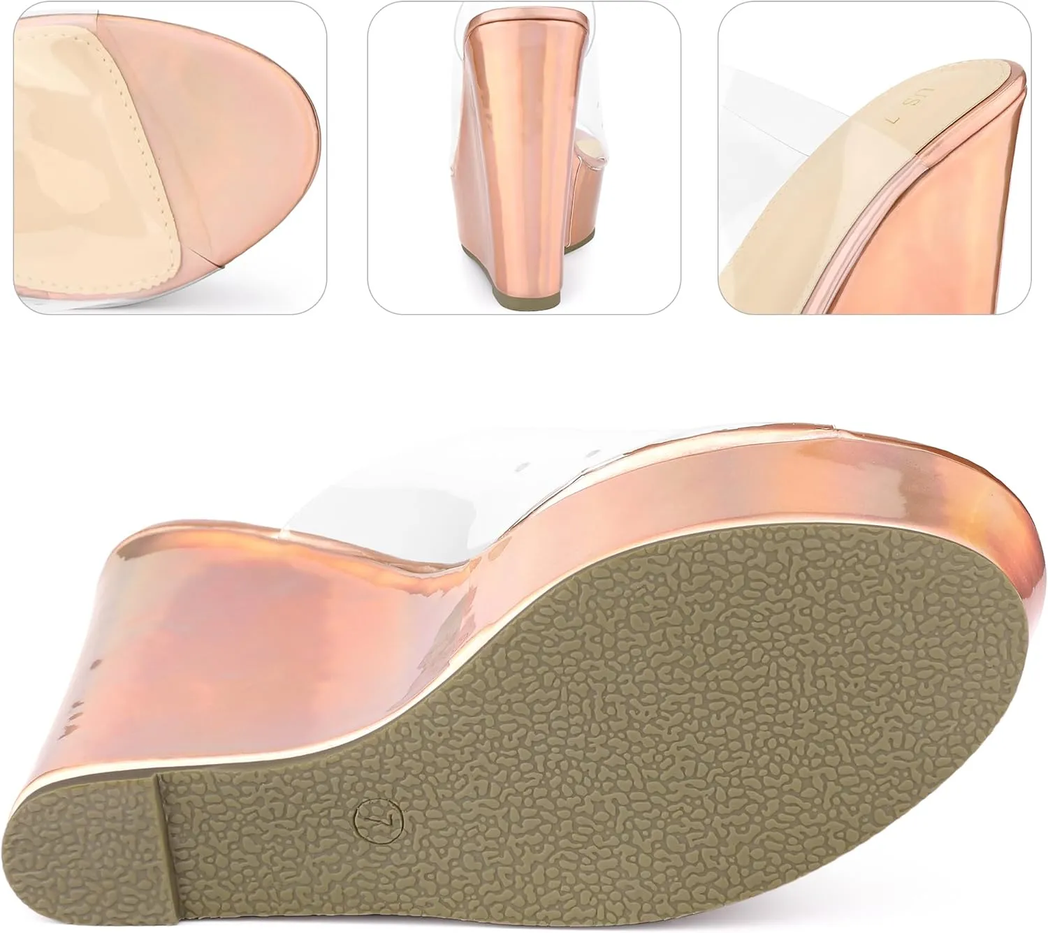 Perphy Platform Heel Sandals Clear Wedges for Women