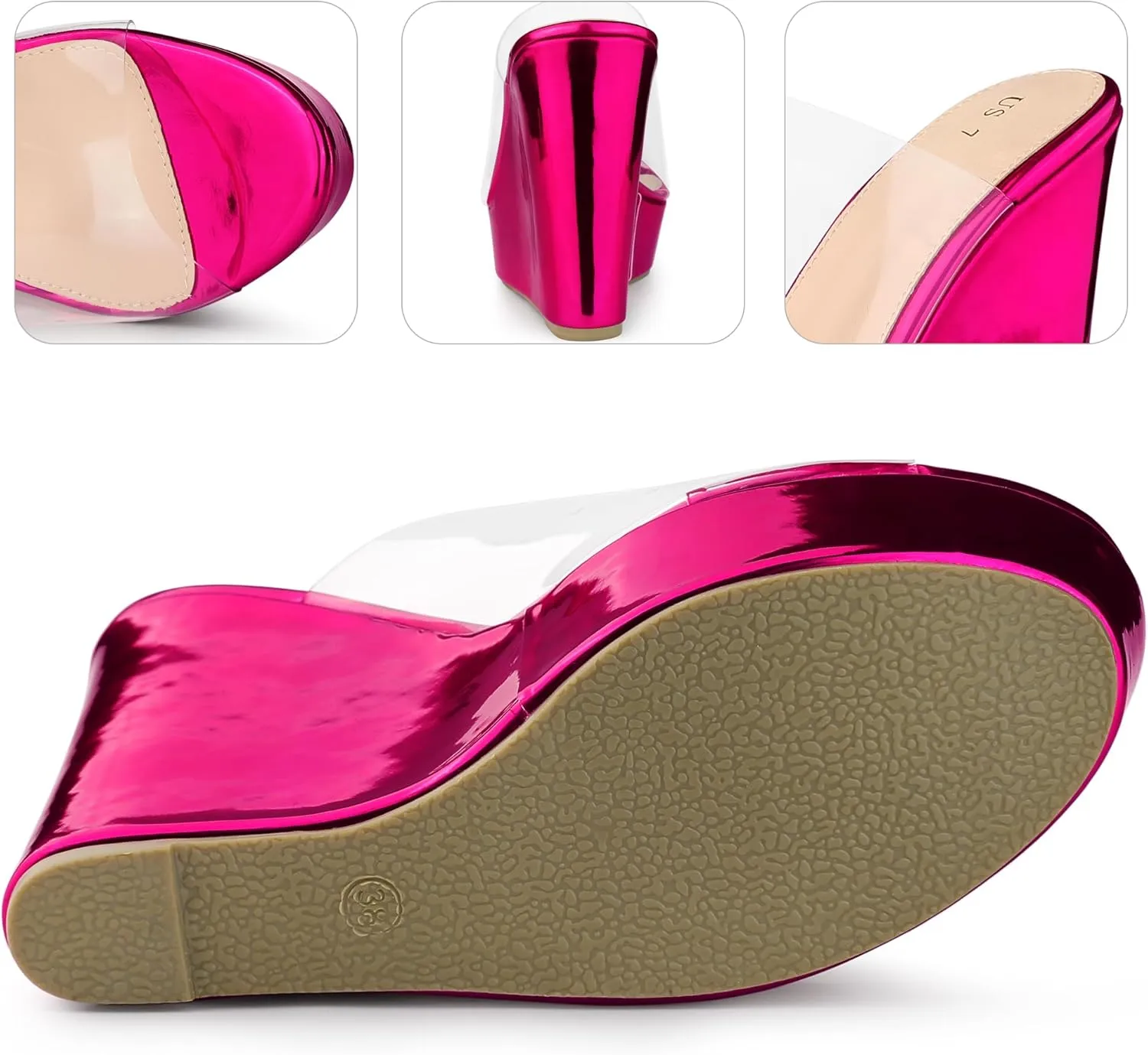 Perphy Platform Heel Sandals Clear Wedges for Women