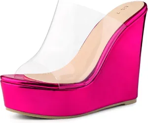 Perphy Platform Heel Sandals Clear Wedges for Women