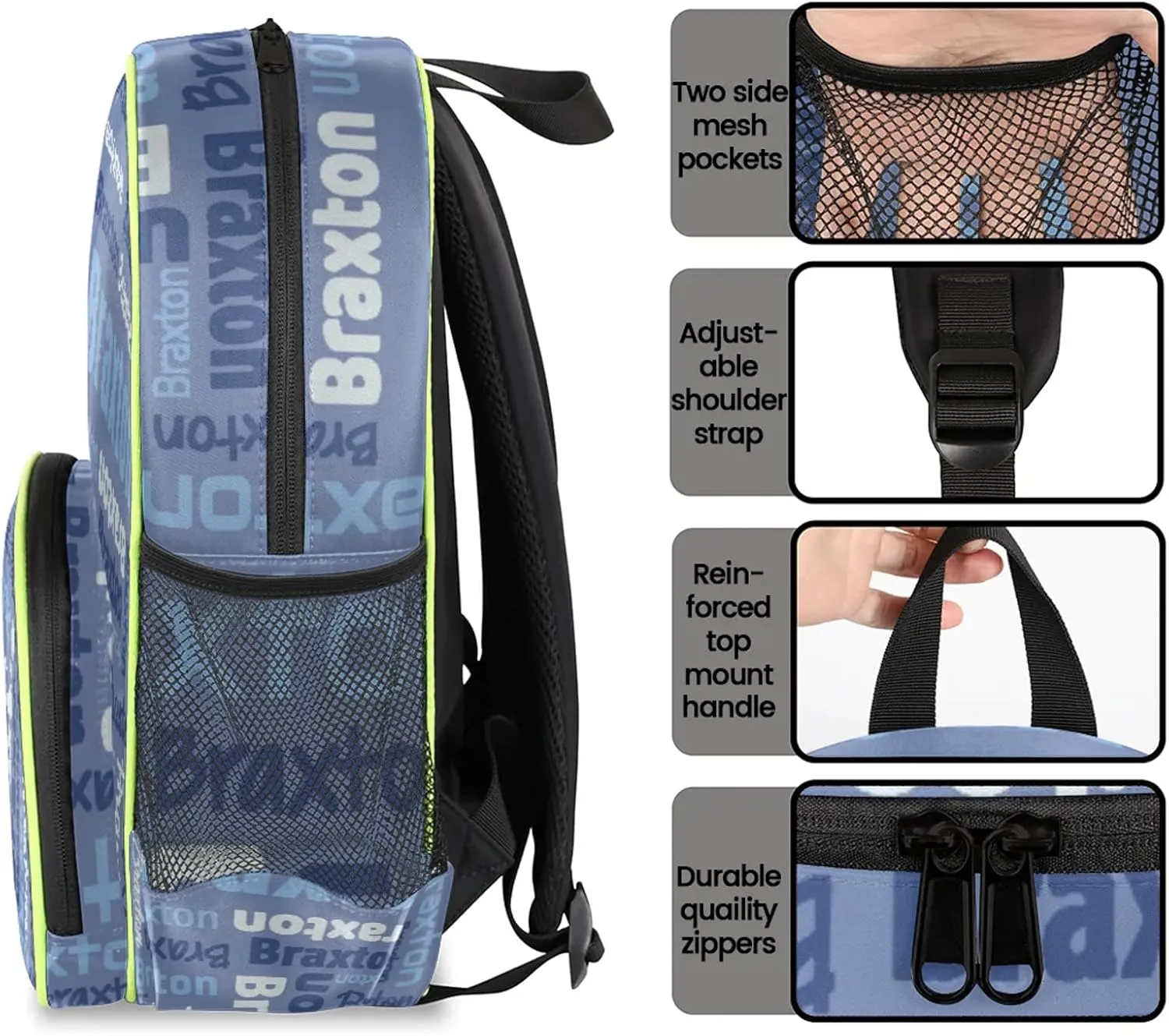 Personalized Backpacks with Name Customized Shoulder Bag Gifts for Women Men Waterproof Travel Casual Backpack 14.2in, Blue