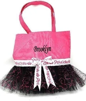 Personalized Ballet Dance Tote Bag for Girls With Tutu and Embroidered Name Assorted Colors 13.5" x 13.5"
