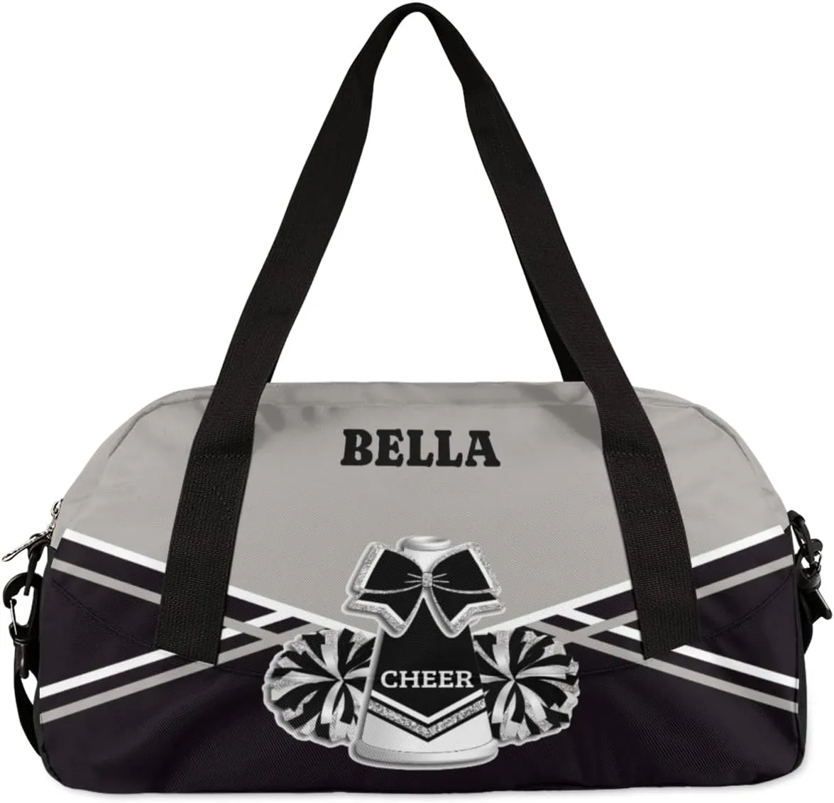 Personalized Cheerleader Bag Dance Bag for Girl, Custom Gym Bag Sport Duffel Bag, Weekender Bags Travel Duffel Bag Cheerleader Black Sliver