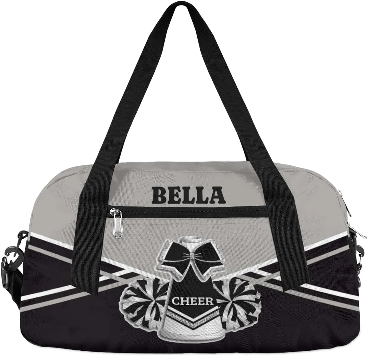 Personalized Cheerleader Bag Dance Bag for Girl, Custom Gym Bag Sport Duffel Bag, Weekender Bags Travel Duffel Bag Cheerleader Black Sliver