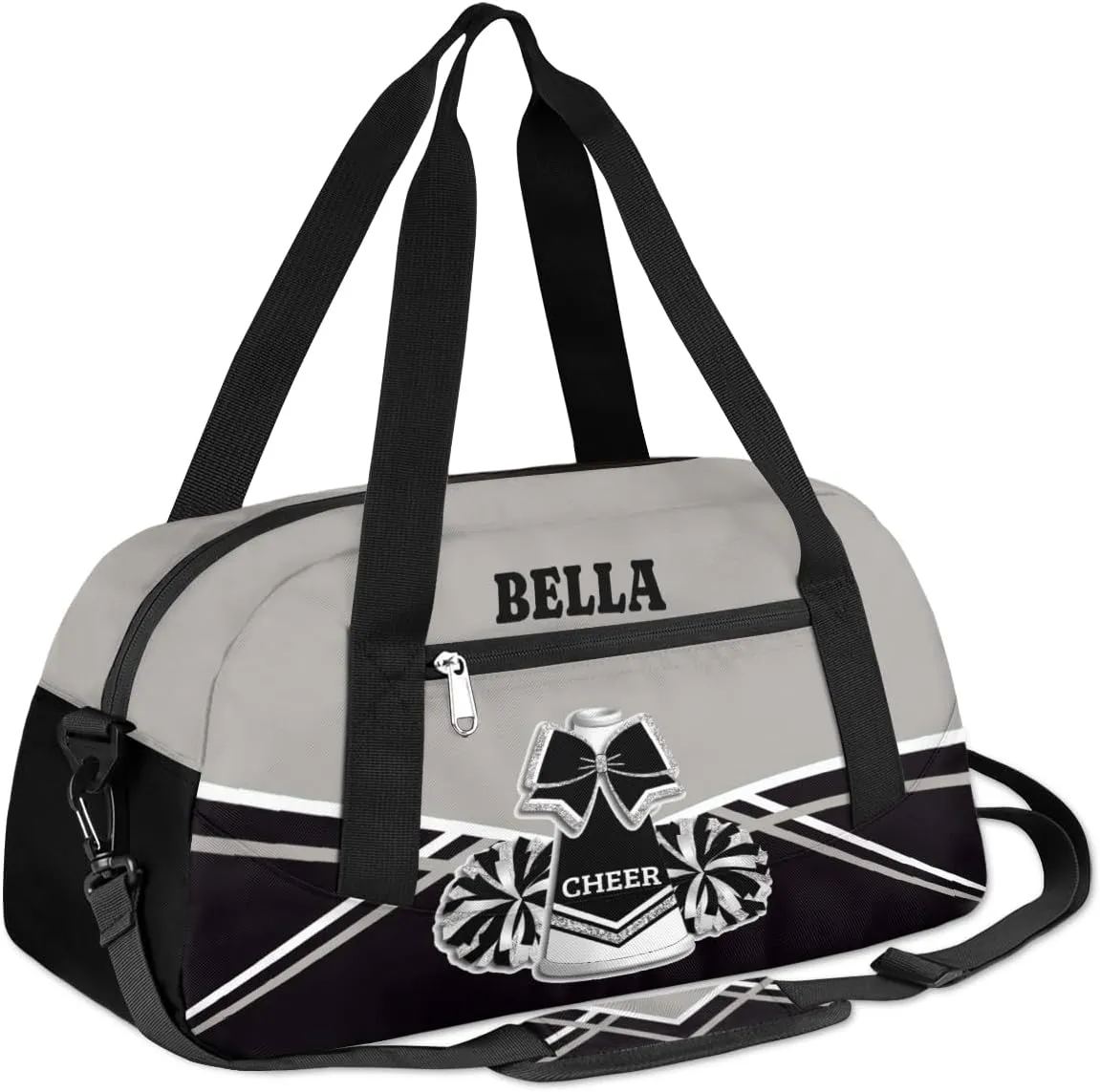 Personalized Cheerleader Bag Dance Bag for Girl, Custom Gym Bag Sport Duffel Bag, Weekender Bags Travel Duffel Bag Cheerleader Black Sliver