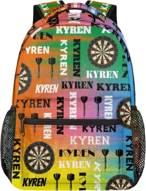 Personalized Darts Backpack, Custom Name Sports Bag Backpack for Men Women, Customized Laptop Backpacks Travel Camping Daypack, Colorful